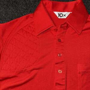 VTG 80s 10x Shooting Polo Shirt Mens M Red Quilted Shoulder Pad Gorpcore Mint